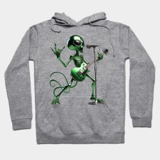 Green alien playing rock and roll Hoodie